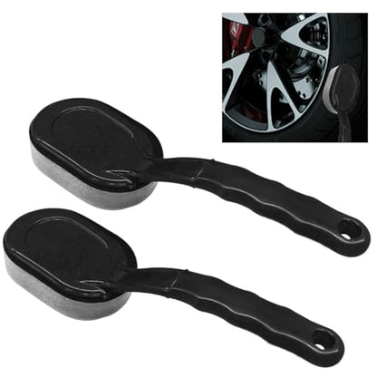 2PCS Tire Shine Applicator Brush, Car Detachable Tire Wax Foam Applicator Pad with Curved Handle, High-Density Tire Dressing Applicator Sponge Brush Car Tire Detailing Cleaning Accessories - size: 2PCS