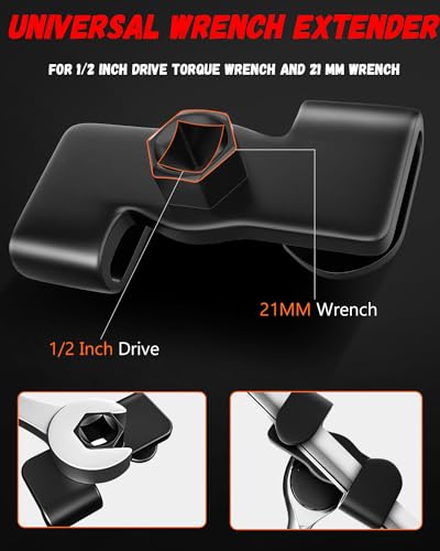 QUICKWOLF Wrench Extender Tool and Wrench Extender Tool Bar, Universal Wrench Extension Tool for Mechanics and Automotive Repairs with 1/2 Inch Hole