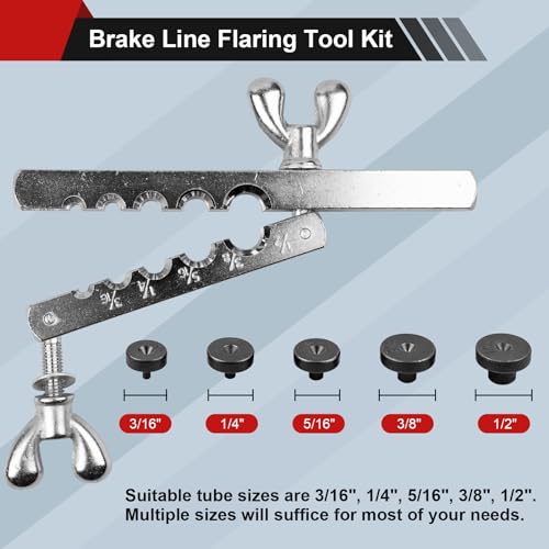 Clatoon Brake Line Double & Single Flaring Tool Kit with Tubing Cutter, Brake Line Repair Kit for Copper, Aluminum, Brake Line and Brass Tubing, Flare Tool kit Includes 5 Adapters, 45 Degrees