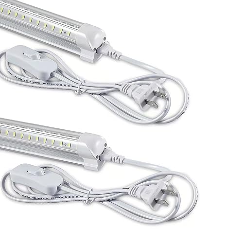 Skymoatled 4FT LED Shop Light, 50W 7500LM 6000K/White Super Bright, T8 Integrated Tube Light Fixture, Plug and Play, Linkable for Room, Garage, Workbench, Under Cabinet (2 Pack) - size: 4FT-2Pack-6000K