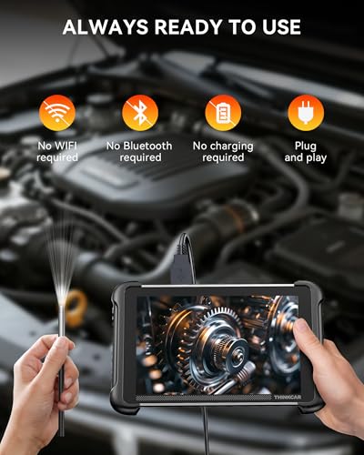 THINKCAR THINKSCAN 689 OBD2 Scanner with USB Endoscope Camera, Bidirectional Scan Tool with 34+ Reset, 3000+ Active Test, ECU Coding, PMI, Wired Full System Diagnostic Scanner for Cars