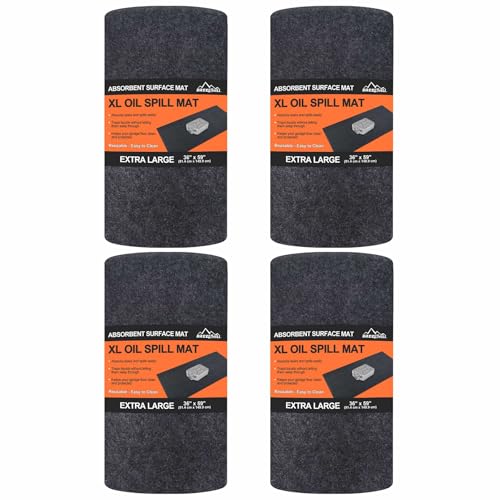 XL Oil Spill Mat (36" x 59")(4-Pack), Premium Absorbent Oil Pad, Reusable, Washable,Waterproof Backing Contains Liquids, No Soak Through,Protects Garage Floor Surface - size: 36" x 59" (4 Pack)