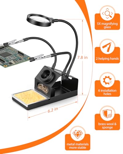 Soldering Iron Kit, 100W High Power LCD Digital Solder Iron Pen, Fast Heating Soldering Tool with Magnifying Glass and Helping Hands, Iron Tips, Solder Wire, Tweezer, Automatic Sleep Mode - color: Blue