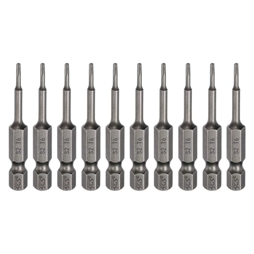 HARFINGTON 10pcs T6 Torx Head Screwdriver Bit 1/4" Hex Shank 2" (50mm) Long Magnetic No Hole Tip Tamper Proof 6 Point Star Screw Driver Drill Bits S2 Steel Industrial Power Screwdrivers - size: T6 x 2"
