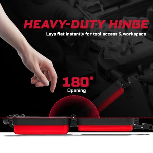 Geinxurn 2 Pieces Metal 11 Inches Steel Portable Tool Box Organizer Red & Black, Durable ABS Tool Storage with Plastic Handle and Double-Buckles - color: 2PCS