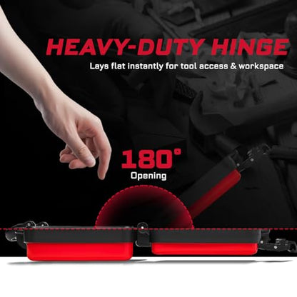 Geinxurn 2 Pieces Metal 11 Inches Steel Portable Tool Box Organizer Red & Black, Durable ABS Tool Storage with Plastic Handle and Double-Buckles - color: 2PCS