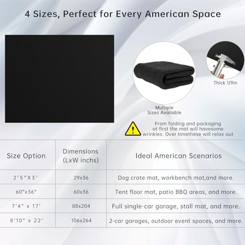 29"x36" Garage Floor Mat – Oil Absorbent & Leak-Proof PE Backing, Heavy Duty Protector for Oil Change, Motorcycle, Toolbox & Pet Area, Trimmable Non-Slip Multi-Purpose Mat - size: 2'5" x 3'