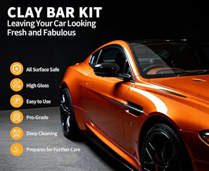 10 Pack Car Clay Bar Kit ，Synthetic Clay Luber Lubricant Spray with Microfiber Towels, Disposable Gloves & Lubricant Tablets, Remove Contaminants for Car Paint, Glass, Wheels, RV, Truck