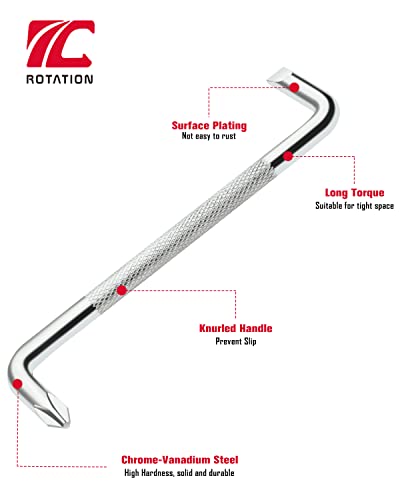 ROTATION 3pcs Offset Screwdriver Set, Head Screwdriver Set with Magnetic, Z-type Screw Drive with Philips and Flathead