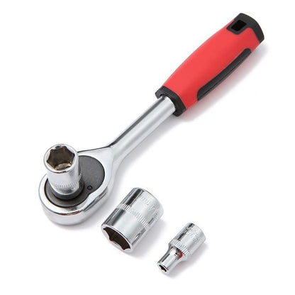 46 Pieces 1/4 in. Drive Ratchet Socket Wrench Set with Quick-Release Ratchet,Includes Metric Bit Sockets and Extension Bar for Car Repair and Home Maintenance - size: Full Size