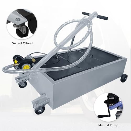 20 Gallon Low-Profile Oil Drain Pan with Electric Pump, Gray | Low-profile oil drain pan includes an electric pump, T-handle and J-hook for easier oil changes on cars and trucks. - color: Gray, size: 20 Gallon