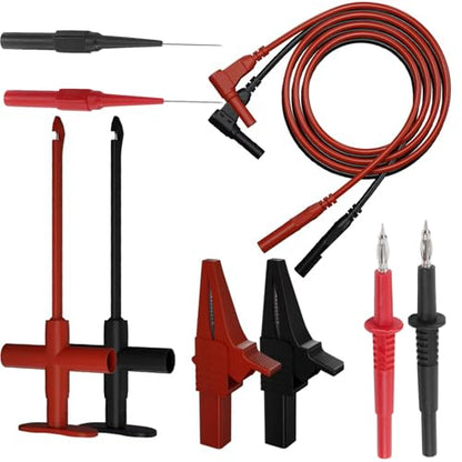 Multimeter Alligator Clips Test Leads Kit, Eectrical Alligator Clips Probe Test Kit,19A JT8001‑1 Crocodile Clip Wire Piercing Needle Probe 0.7mm Multimeter Accessories for Electronic Repair