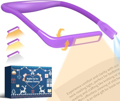 Neck Reading Lamp Purple Gifts for Women Book Lovers, 3 Colors & Stepless Dimming Neck Light Knitting Crochet Accessories, Christmas Stocking Stuffers for Women Wife Grandma Knitters Sewing Supplies - color: Dark Purple