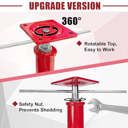 2 Pack Adjustable House Floor Jacks, 11"-16" Height Range Jack Post for Leveling, 3-5 Ton Lod Capacity Heavy-Duty Basement Support Screw Jack for House Foundation, Stairs, Porches, Roof Beams, Red - size: 11"-16" (2Pack)