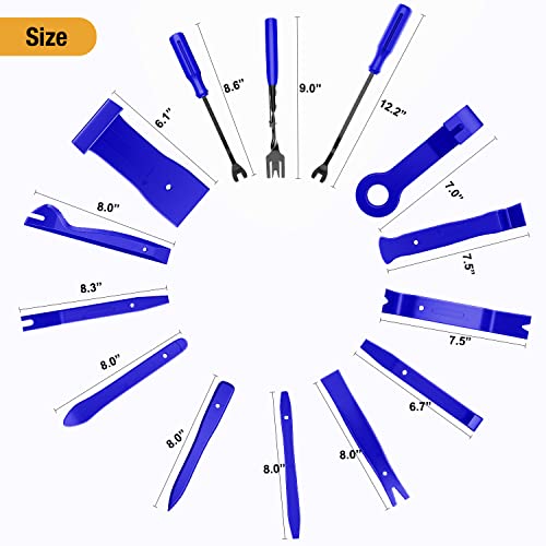 GOOACC 238Pcs Auto Trim Removal Tool and Push Pin Retainer Clip Set | Fastener Terminal Remover Tool Adhesive Cable Clips Panel Remover Kit Car Panel Radio Removal Auto Clip Pliers - color: 120Pcs Clips + 118 Remover Blue