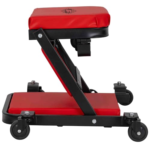 AFF 3-Way Mechanic Creeper & Shop Stool - Heavy Duty Low Profile Seat with Backrest Converts to Creeper & Garage Stool - for Garage & Shop Use - style: 3-Way Creeper Seat