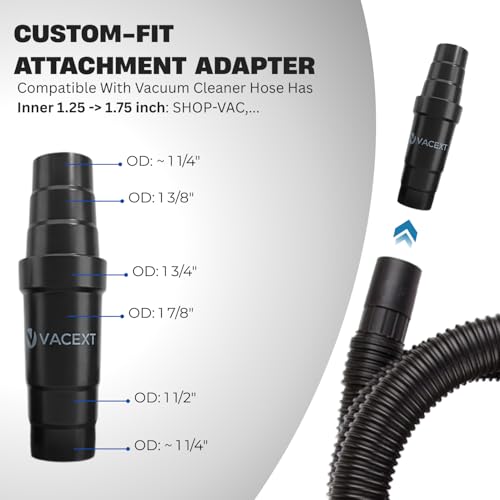Universal Vacuum Hose Adapter Kit Reducer Attachment Set Converter from 1 1/2 inch to 1 1/4 inch from 1 3/8 inch to 1 1/4 inch Dust Hose Port Adapter ; 2-1/4 Inch to 1-1/4 Inch to 1-3/8''
