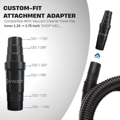 Universal Vacuum Hose Adapter Kit Reducer Attachment Set Converter from 1 1/2 inch to 1 1/4 inch from 1 3/8 inch to 1 1/4 inch Dust Hose Port Adapter ; 2-1/4 Inch to 1-1/4 Inch to 1-3/8''