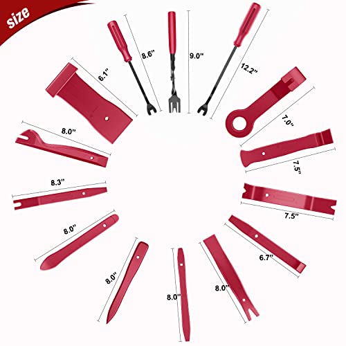 Nilight 238Pcs Trim Removal Tool, Auto Push Pin Bumper Retainer Clip Set Fastener Terminal Remover Tool Adhesive Cable Clips Kit Car Panel Radio Removal Auto Clip Pliers - color: 238 Clips+ Remover Tools Red