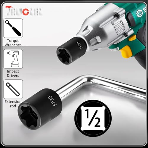 EP Socket EP30, 6 Point 1/2” Dr Female External E-Torx Plus Socket | EP Socket, Female External, E-Torx Plus Socket, External, Cr-V Steel, High Deformation Prevention - size: EP30