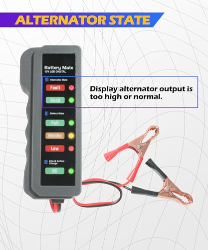 SCUARI Car Battery Tester,Car Accessories Relay Tester,12V Automotive Digital Battery Alternator Tester with LED Indication,Vehicle Battery Condition Detector,Suitable for Most Cars,Trucks,SUVs,Vans
