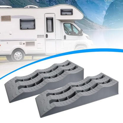 2x Motorhome Leveling Ramps for Stabilizing And Trailers on Uneven Terrain, for Lifting Vehicles, Leveling Wedge