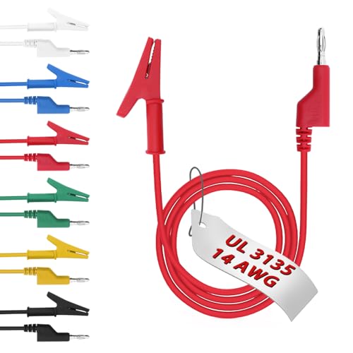 14 Gauge 6pcs3.3Ft 4MM Banana Plug to Alligator Clips UL3135,6 Colors Heavy Duty Silicone Test Leads Set Jumper Wires Kit for Testing - size: 3.3 Ft(1m)-6 Colors