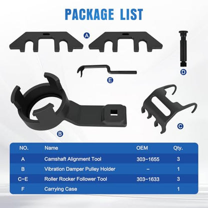 GOOACC Camshaft Alignment Timing Tool Kit Vibration Damper Pulley Holder For Ford GT F-150 Lincoln Navigator 3.5L V6 Ecoboost Upgraded, Roller Rocker Follower Timing Tool Set Replace 303-1655 303-1633 - size: 6PCS Tool Kit