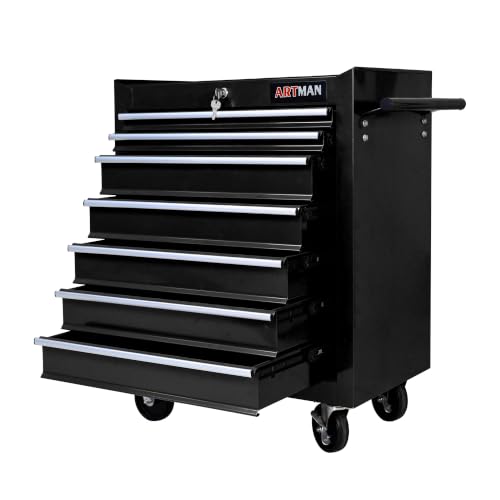 7 Drawers Rolling Tool Chest on Wheels, Multifunctional Tool Cart Tool Storage, Drawers Rolling Tool Trolley Organizer Tool Case for Garage,Warehouse,Workshop,Repair Shop (7 Drawers-Black) - color: Black, size: 7 Drawers