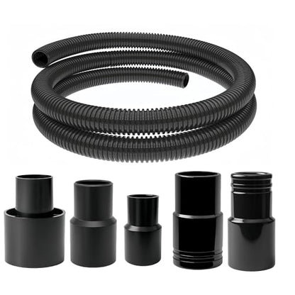 10 Foot Long Dust Collection Power Tool Hose Kit with 5 Fittings Universal for Multiple Tools & Vacuums - size: 10FT HOSE KITS
