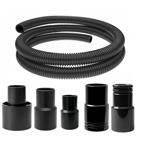 10 Foot Long Dust Collection Power Tool Hose Kit with 5 Fittings Universal for Multiple Tools & Vacuums - size: 10FT HOSE KITS