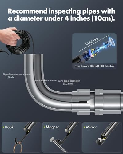 Anykit Endoscope Camera with Light, 1080P Industrial Endoscope Camera | 4.3 Inch HD Screen, 0.3 Slim Probe, in 16.5 FT Semi-Rigid Probe, IP67 Waterproof for Engine Pipe Wall Inspection