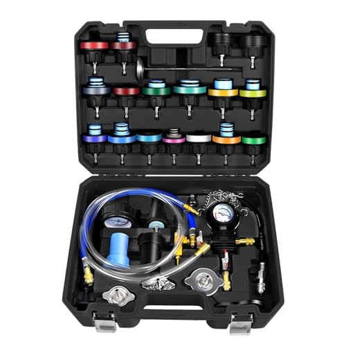 JIFETOR 28PCS Radiator Pressure Leak Test Pneumatic Coolant Refill Tool Kit | Auto Cooling System Leakage Tester and Water Tank Pneumatic Vacuum Purge Filling Set Universal for Airlift Car Auto Truck - color: Black Case