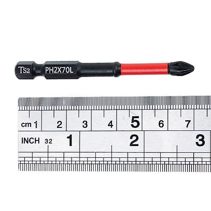 10 Pack Phillips PH2 Magnetic Anti Slip Screwdriver Bit Set 2-3/4" L TS2 Anti-Slip Long Drill Bits Impact Driver Bits - size: Length:70mm