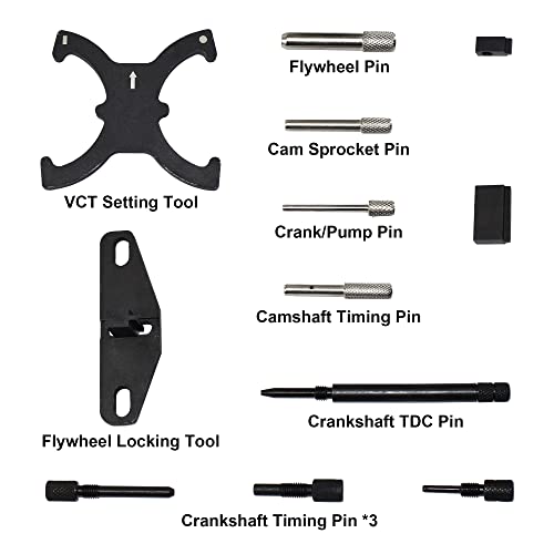 Engine Timing Tool Kit, Ford Fiesta Focus Volvo Mazda 1.25 1.4 1.6 1.8 2.0 2.3 2.5L Di/TDCi/TDDi ECOBOOST 1.6 Ti-VCT 1.5 1.6 VVT 2.3L 2.5L, Camshaft Flywheel Locking Tools, 303-1097 303-1550 303-1556 - size: 18PCS