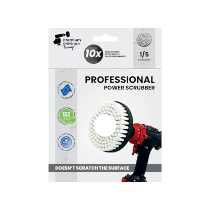 Premium Drill Brush Professional – Extra-Soft 5 in White | Scratch-Free Cleaning Brush for Carpet, Upholstery, Leather Seats, Glass, Furniture and Car Interior - color: White