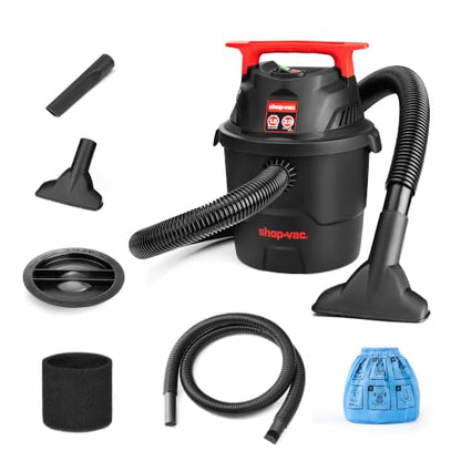 Shop-Vac 1.5 Gallon 2.0 Peak HP Wet/Dry Vacuum, Small Portable Shop Vacuum with Attachments, Mini for Garage, Car, Home and Pet