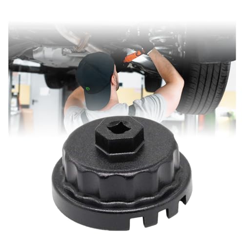 JOYCOURT Oil Filter Wrench, Heavy Duty Oil Filter Cap Removal Socket Tool for 2.5-5.7L Engine Fit for Highlander, Camry with 64.5mm Cartridge Style Oil Filters Housing - color: Black