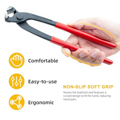 10 Inches Ear Clamp Pliers,Hose Clamp Crimping Tool,Carbon Steel Crimper Tool for Install Remove,Pincer Crimper Tool for Pipe Hose Clamps with 10pcs 1/2"304 Stainless Steel Hose Crimp
