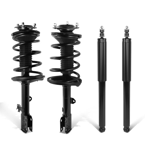 Auto Dynasty Pair of Front Coil Spring Shock Strut Mount Assembly and Rear Struts Shock Absorber Compatible with Toyota RAV4 1996-2005, Matte Black Powdercoat