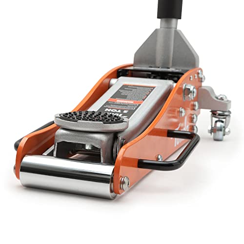 TONDA Low Profile Floor Jack, 2 Ton Aluminum and Steel Hydraulic Car Jack with Dual Pump System, Rapid Lift, Orange - color: 2T Orange