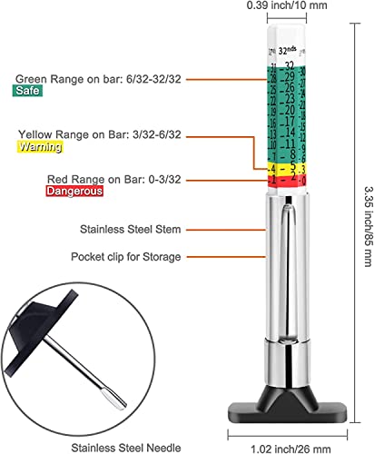 GODESON 88702 Smart Color Coded Tire Tread Depth Gauge Pack of 2 with GODESON Dual Head Tire Pressure Gauge,Heavy Duty Tire Pressure Gauge Range 10-150PSI; 1-10Bar,Dual Head Truck Air Pressure Gauge
