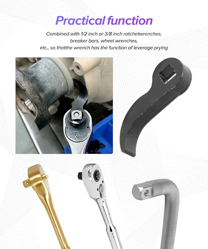 2PCS Axle Removal Tool,Car Accessories Pry Bar Wrench Adaptor Head,Half Shaft Removal Tool Openend Wrench,Automotive Tools,Used to Combined with 1/2" & 3/8" Ratchet Wrenches,Breaker Bars,etc.