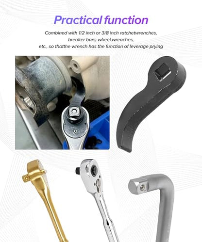 2PCS Axle Removal Tool,Car Accessories Pry Bar Wrench Adaptor Head,Half Shaft Removal Tool Openend Wrench,Automotive Tools,Used to Combined with 1/2" & 3/8" Ratchet Wrenches,Breaker Bars,etc.
