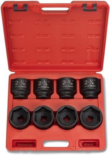 NEIKO 02392A 3/4" Impact Socket Set, 3/4” Drive, 8 PC Jumbo Sockets, SAE Standard Sizes 2-1/16 Inch to 2-1/2 Inch, Chrome-Moly Cr-Mo Steel