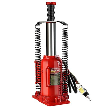 20 Ton Air Hydraulic Bottle Jack with Manual Hand Pump, Heavy Duty Auto Truck Travel Trailer Repair Lift for Pickup Truck, RV, Auto Repair, Industrial Engineering and Heavy Equipment (Red) - color: Red, size: 20 Ton