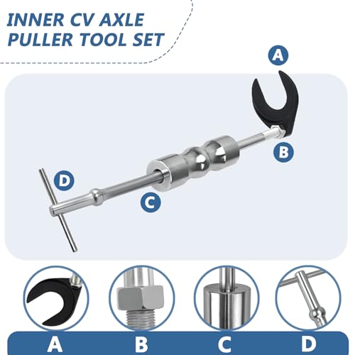 Inner CV Axle Puller Tool Set with 5/8"-18 Slide Hammer & Adapter Front Wheel Drive Axle Puller Slide Hammer Set