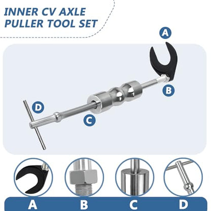 Inner CV Axle Puller Tool Set with 5/8"-18 Slide Hammer & Adapter Front Wheel Drive Axle Puller Slide Hammer Set