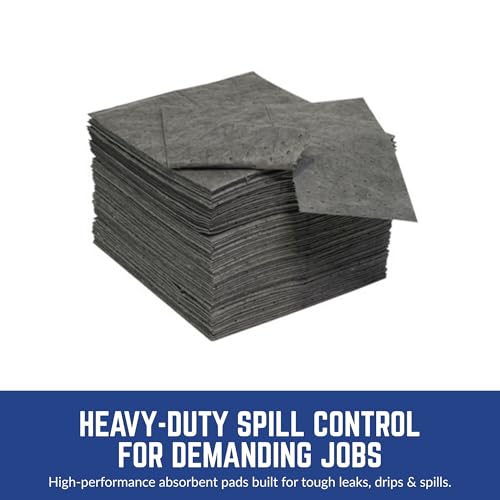 Spilfyter Premium Absorbent Pads, 16" x 18", 100 Count | Single Ply, Maximum Absorption, For Professional Tasks, Ideal for Extra-Heavy Spills, DB-75