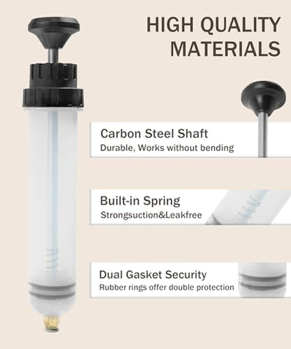 bylikeho Oil Extractor,Fluid Extractor,Car Accessories Auto Syringe Pump Automotive Fluid Syringe Pump Manual Suction Vacuum Fuel for Power Steering Transmission Gear Oil & Brake Fluid Transfers